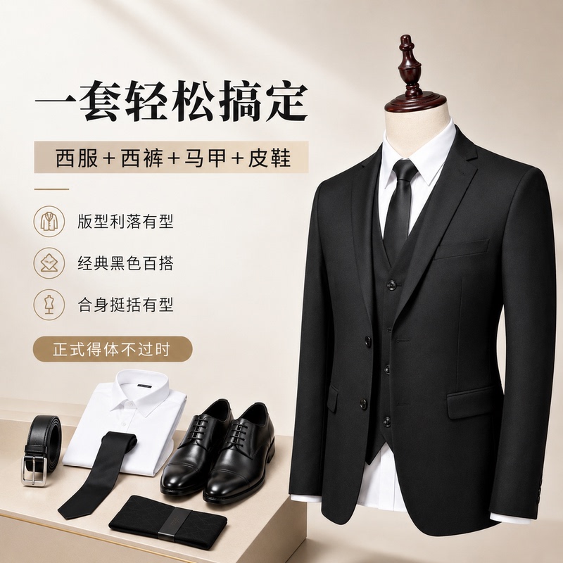 Suit Set for Men, Business Formal Wear, Wedding Groom's Suit, High-End Men's Suit, College Student Interview Three-Piece Set Suit Set for Men, Business Formal Wear, Wedding Groom's Suit, High-End Men's Suit, College Student Interview Three-Piece Set