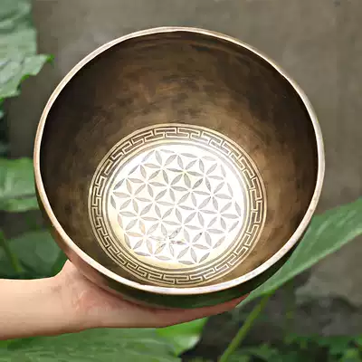 Nepal handmade singing bowl Flower of life totem copper chime decoration Yoga meditation Buddha sound bowl Meditation sound therapy bowl