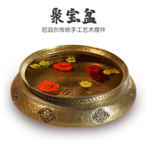 Nepal Handmade Carved Bronze Bowl Flowers Bowl Eight Precious Metal Bronze Basin Yoga Spa Gallery Home Folk and Decorative Pendulum