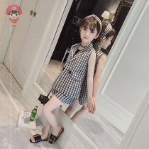 Girls  summer clothes 2021 new childrens fashion net red suit Middle and large childrens summer Korean version of the foreign style fashionable three-piece set