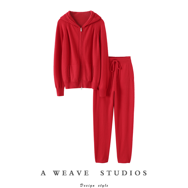 This Set Is so Stunning! Women's Hooded Zip-Up Cashmere Sweater, Pure Cashmere Sweater, Cashmere Pants, Casual Suit
