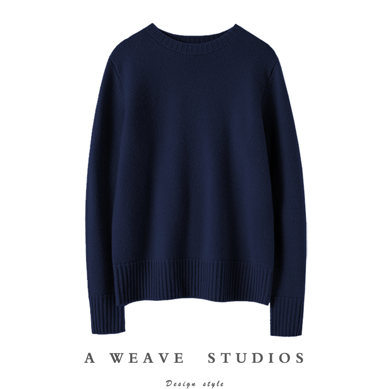 Qichao, a Pure and Simple Heart! Thickened Cashmere Sweater, 100% Pure Cashmere Women's Sweater, Knitted Base Layer, Loose Fit for Autumn and Winter