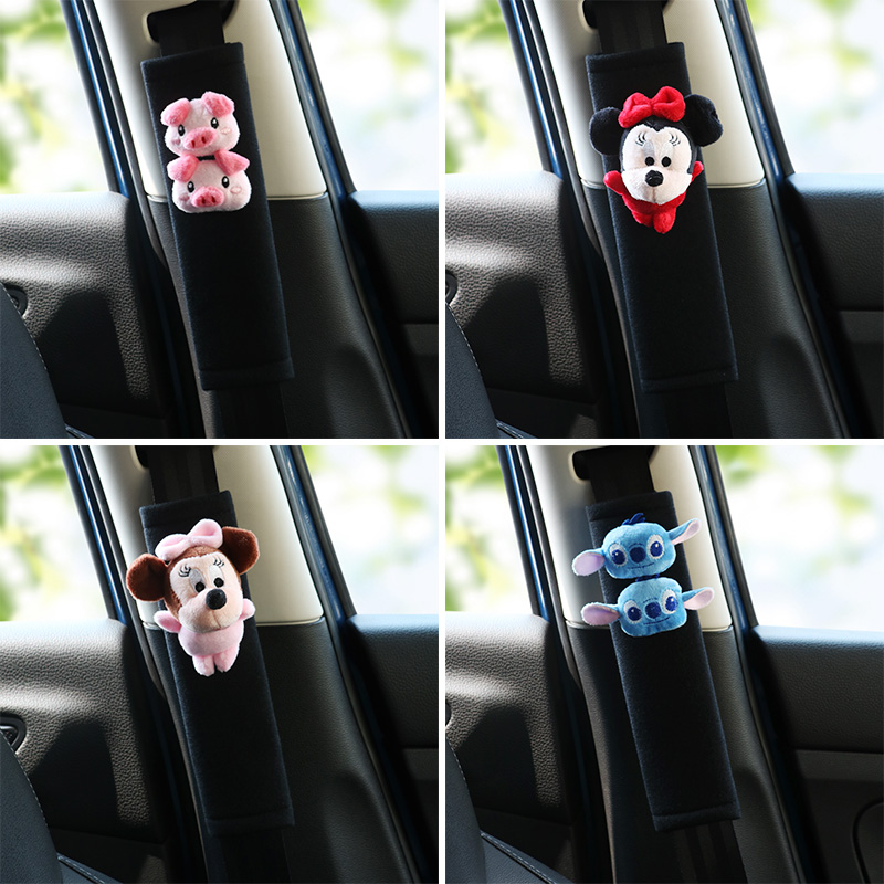 Car seat belt shoulder cover A pair of safety rope protection cover Car interior supplies decorative cartoon cute plush doll