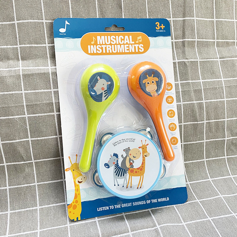 Baby sand hammer hand Ring Bell newborn baby hand grip chasing visual training children tambourine plastic toy