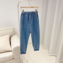 Children Summer blue knit jeans Men and women Fairy Neutral Slim Jeans Long Pants 2021 Spring Summer New