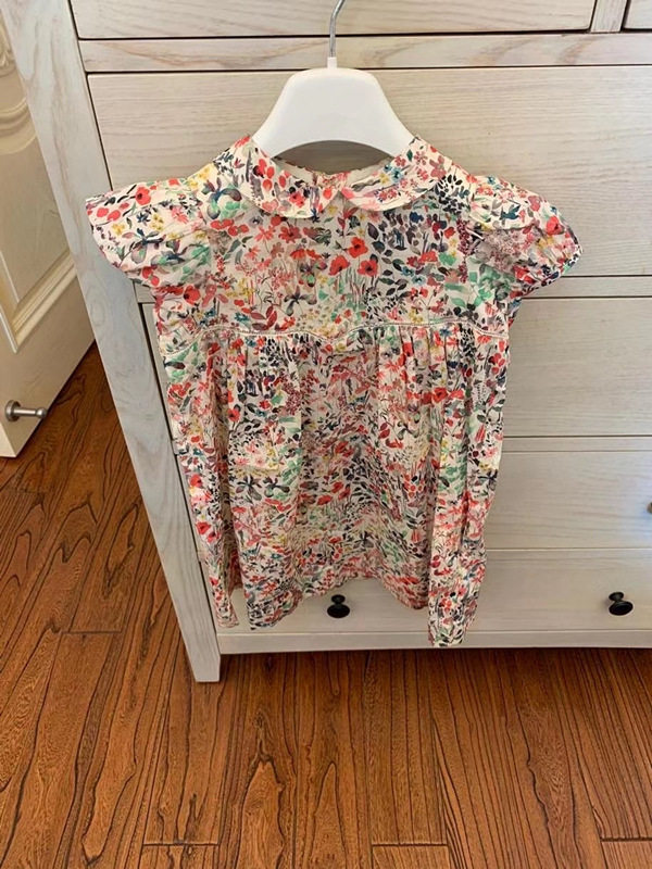 bp same girl flowers full print doll collar dress child pure cotton short sleeve crummy holiday skirt 22 spring summer