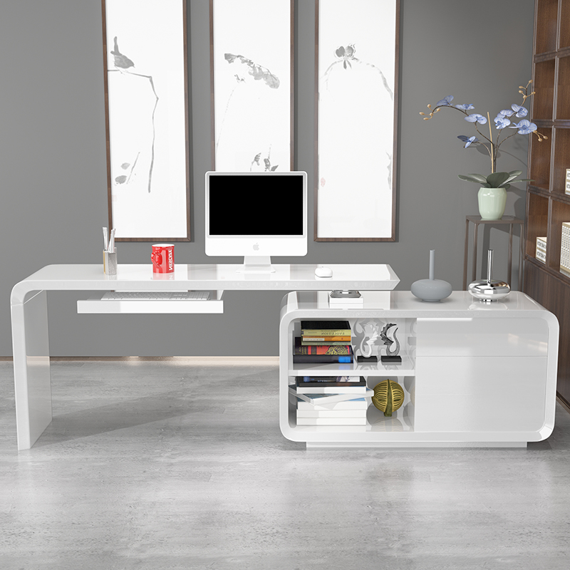 Computer desktop household modern minimal rotation corner white roasting desk desk desk combination