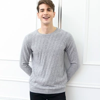 Áo len cashmere thợ may nam len cổ tròn dày áo len xoắn màu rắn dệt kim áo len trẻ trung đáy áo áo gile nam