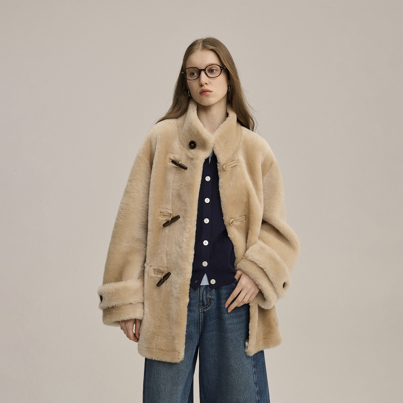 Yaya'An Imported Loman Merino Sheepskin One-Piece Coat for Women, Mid-Length Fur Coat, 2025 New Model Yaya'An Imported Loman Merino Sheepskin One-Piece Coat for Women, Mid-Length Fur Coat, 2025 New Model