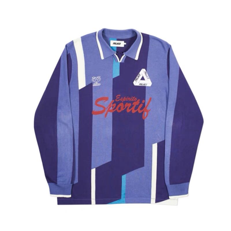 PALACE 18FW SPORTIF KNIT đôi nam nữ lỏng lẻo màu sắc phù hợp với khâu áo len polo - Cặp đôi áo len áo hoodie cặp