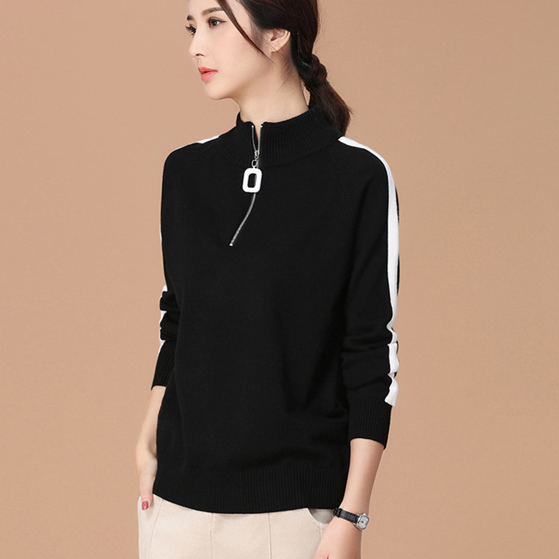 Miama Ashman Flagship Store Officer Net 2021 New Semi-High Collar Sweater Women Casual Winter Loose Needles Weaselwear