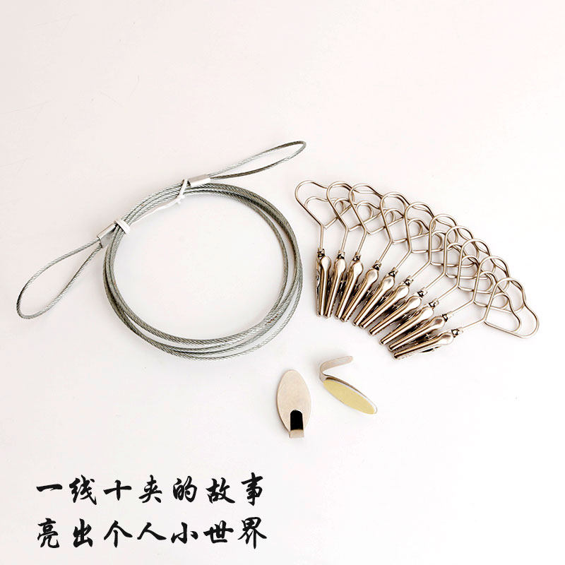 Yunshengwen innovative product steel wire rope color metal clip hanging wall photo clip ins decorative photo wall modeling clip