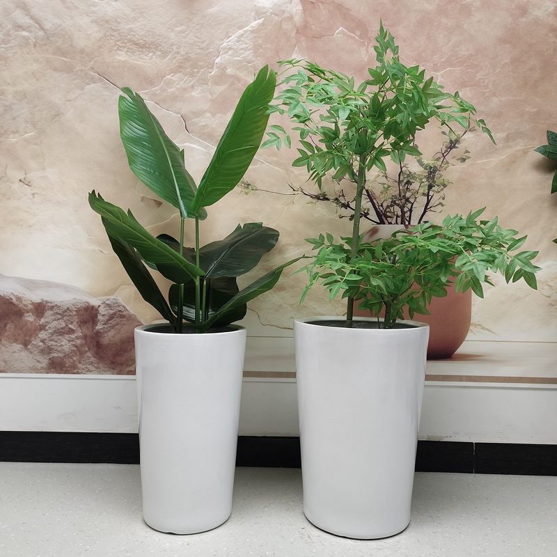 Simple Pure White Straight Ceramic Flower Pot for Home Use, Suitable for Bird of Paradise, Money Tree, Money Plant, Areca Palm, and Monstera Simple Pure White Straight Ceramic Flower Pot for Home Use, Suitable for Bird of Paradise, Money Tree, Money Plant, Areca Palm, and Monstera