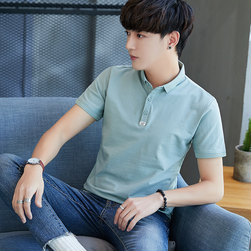 polo shirt short sleeve T shirt men 2023 summer new tie - collar shirt collar half sleeve with leading shirt tide