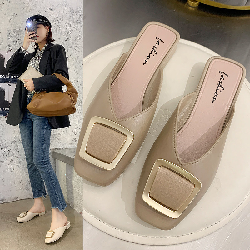 Net red half slippers women's 2020 new fashion casual wear outside non-slip soft bottom thick with the bag head lazy word drag