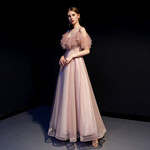 Летнее платье подружки невесты, весенняя розовая длинная юбка для принцессы, 2020, в западном стиле