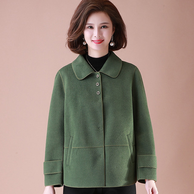 Early spring noble double-sided woolen top 2024 spring and autumn middle-aged and elderly mothers loose and foreign style short woolen jacket