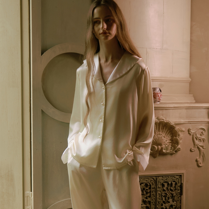 Silk Pajamas Set for Women, Heavyweight 100% Mulberry Silk Loungewear, Spring and Summer Set, Light Luxury Gift, Vintage Style