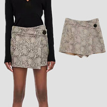 Spain single autumn new European and American style ZA home women high waist snakeskin asymmetrical mini skirt 9640 223