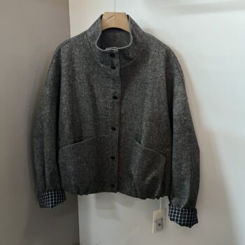 Women's loose stand collar single-breasted short wool coat