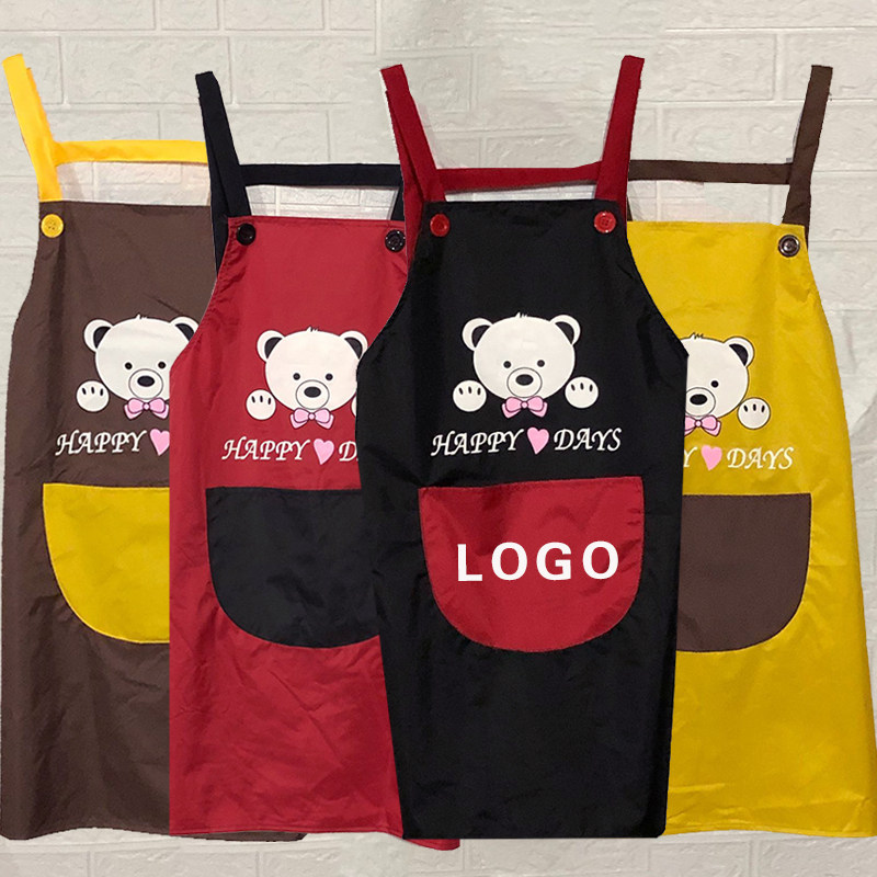 Adult Apron Strap Home Customized Logo Print Workwear Female Fashion PVC Waterproof Oil-resistant Couple