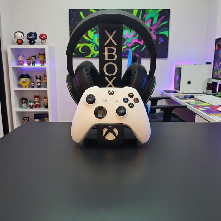 Xboxヘッドホンスタンドとコントローラーのセット - 寝室での使用に最適な人気のデスクトップゲームコントローラースタンド（デモ用ベース）