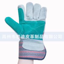 Double-layer Gatto cowhide gloves Palm thickened double-layer leather plus velvet insulation anti-high temperature wear-resistant hardware anti-puncture