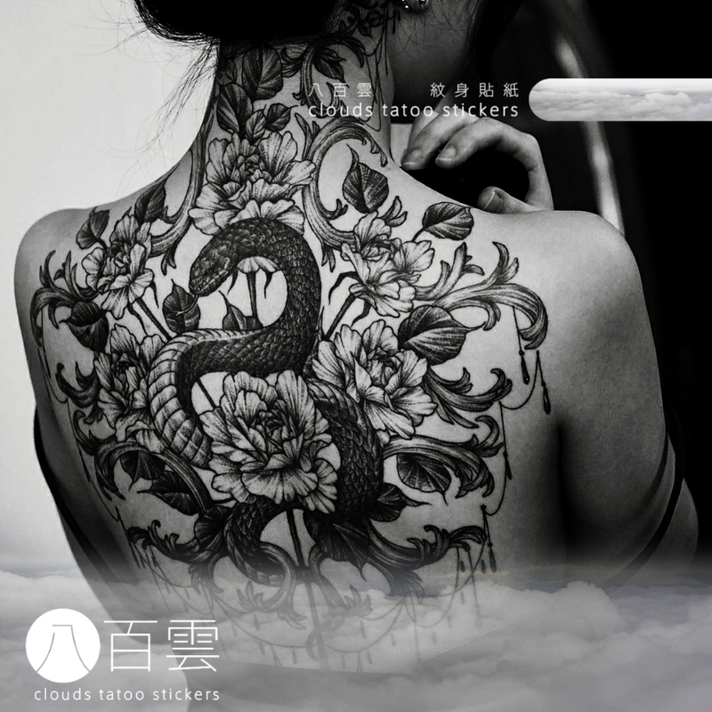 Mg Tattoo Korean-Style Full Back Large Tattoo, Sexy and Alluring Snake Pattern, Large Area Black and Gray Tattoo on the Back Mg Tattoo Korean-Style Full Back Large Tattoo, Sexy and Alluring Snake Pattern, Large Area Black and Gray Tattoo on the Back