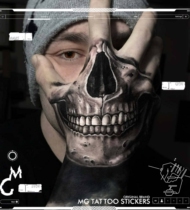 MG TATTOO European and American flower hand skeleton skull skull pattern hand back personality creative TATTOO sticker male