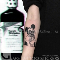 MG tattoo sticker hip-hop Mickey black and white dark alternative anime Mickey Mouse pattern flower arm tattoo for men and women
