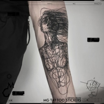 MG TATTOO European and American girl personality line cool creative flower arm TATTOO sticker men and women waterproof