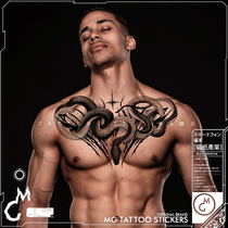 MG Tattoo and the dark Black Gothic python Snake Flowers Chest and Awesome Alternative male and female tattooed stickers Tide Glare