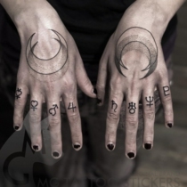 MG hand-painted TATTOO dark prick style alternative symbol hand back finger TATTOO sticker for men and women