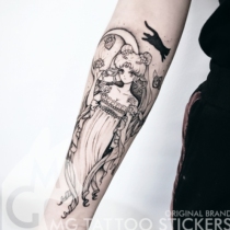 MG TATTOO sticker hand painted TATTOO beautiful girl sailor warrior Moon Hare black cat Luna Moon Princess TATTOO