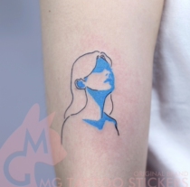 MG TATTOO sticker hand-painted TATTOO Korean INS style simple line long hair girl artistic conception TATTOO sticker