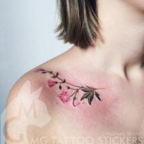 MG TATTOO sticker hand painted TATTOO Nordic beautiful fresh watercolor plant flower clavicle TATTOO sticker female