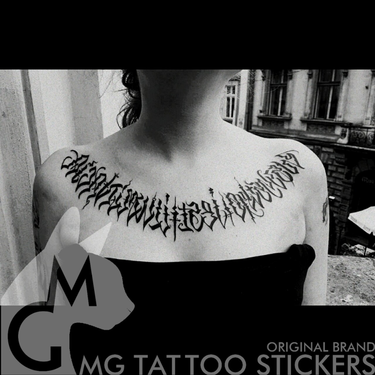 MG tattoo stickers hand-painted TATTOO mysticism oversized flower shoulders dark gothic flower body big V tattoo stickers