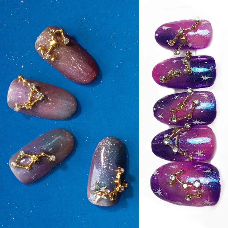 2 Pieces of Ritanail Color-Preserving Zircon Nail Decorations, Twelve Zodiac Relief Nail Stickers, Niche Nail Art Accessories