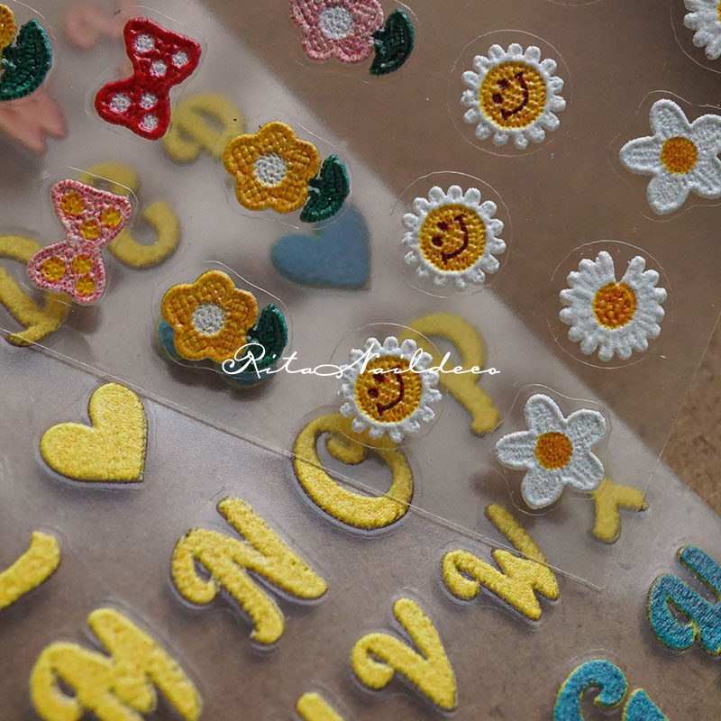 RITANAIL NEW COLLAGE STYLE EMBROIDERED STYLE EMBROIDERED MEDECO BAS-RELIEF STICKER 2