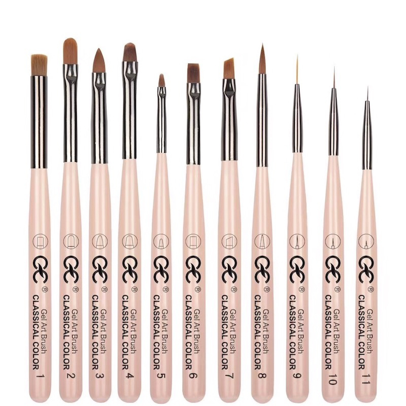 Japanese-style manicure pen Imported wool with pen set nail brush tool phototherapy nail polish glue pull-line pen color painting pen