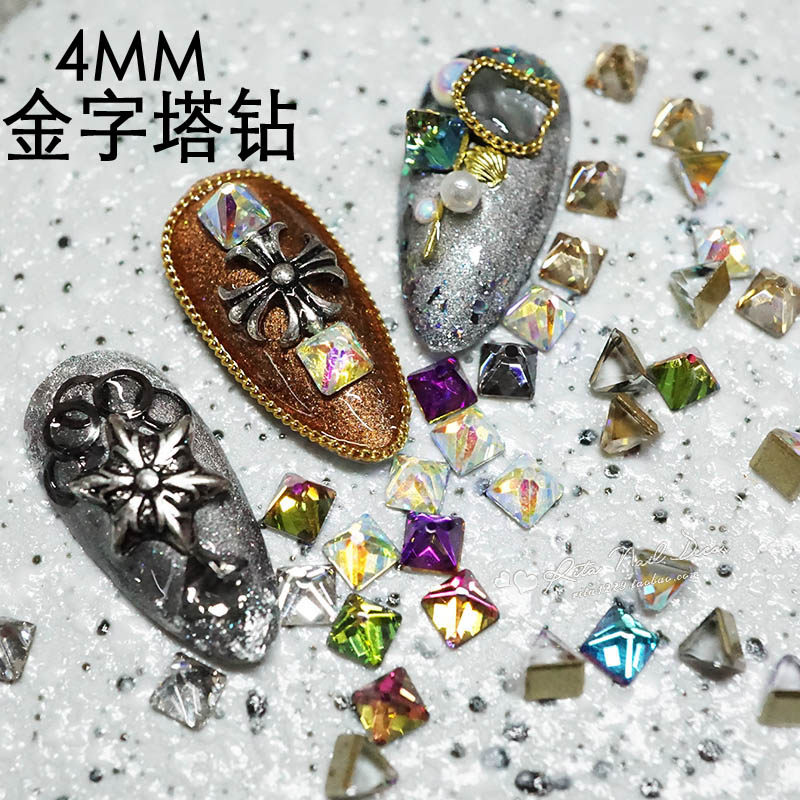 RITA NAIL4mm Pyramid Drilling punk series Meecap Alien drill Mejia flat bottom drill flame champagne