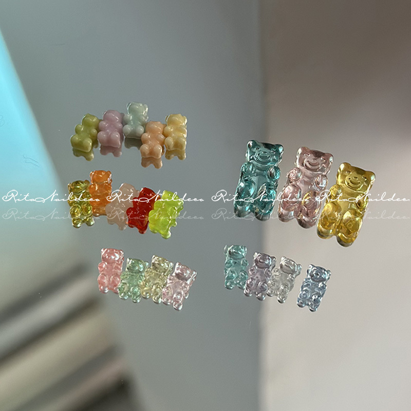 100 Mini Juice Gummy Bears, Finished Milk Candy Bears, Cute and Playful Nail Art Decorations, 3D Embellishments