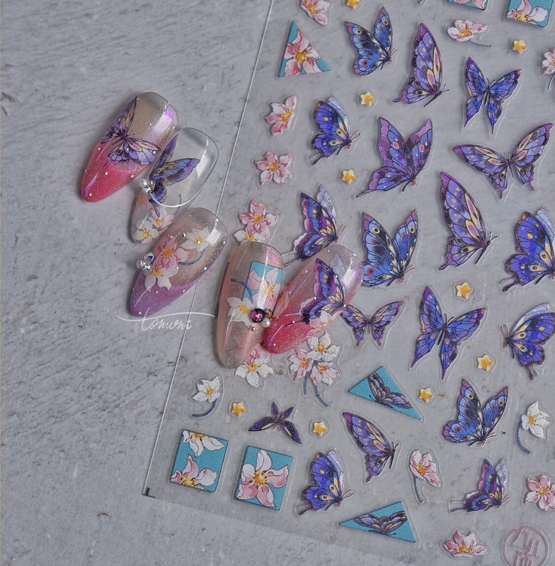 Take 2 Dream Butterfly Lily Front Nail Sticker Butterfly Spring New Nail Pass Rita Nail