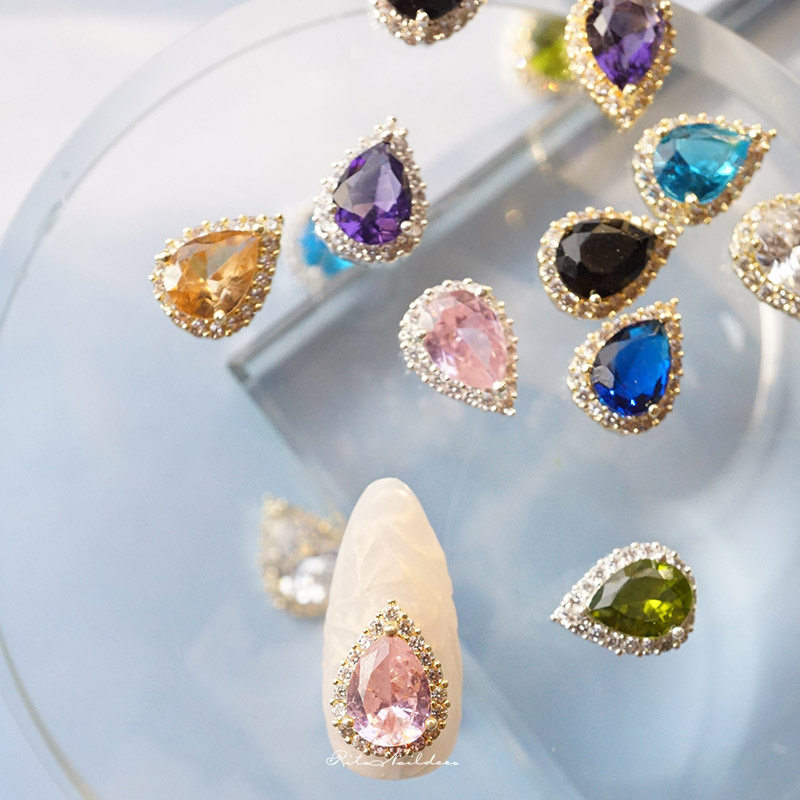 Single RITA NAIL Nail Salon Desert Rose Collection Gorgeous Color Retaining Zircon Water Drop Classic Nail Jewelry Zircon