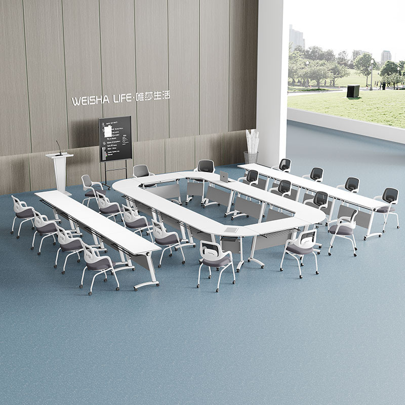 Folding training table and chair combination mobile stitching double desk desk folding conference table multi-functional long table