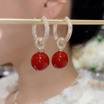 Japanese High-Quality New Design Micro-Inlaid Zircon Pearl Earrings for Women, Summer New Style, High-End and Trendy