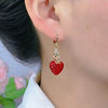 Japanese Premium New Model Ultra-Shiny Red Full Diamond Heart Earrings, Light Luxury, High-End Feel, Niche and Unique Ear Clips, Elegant and High-Class