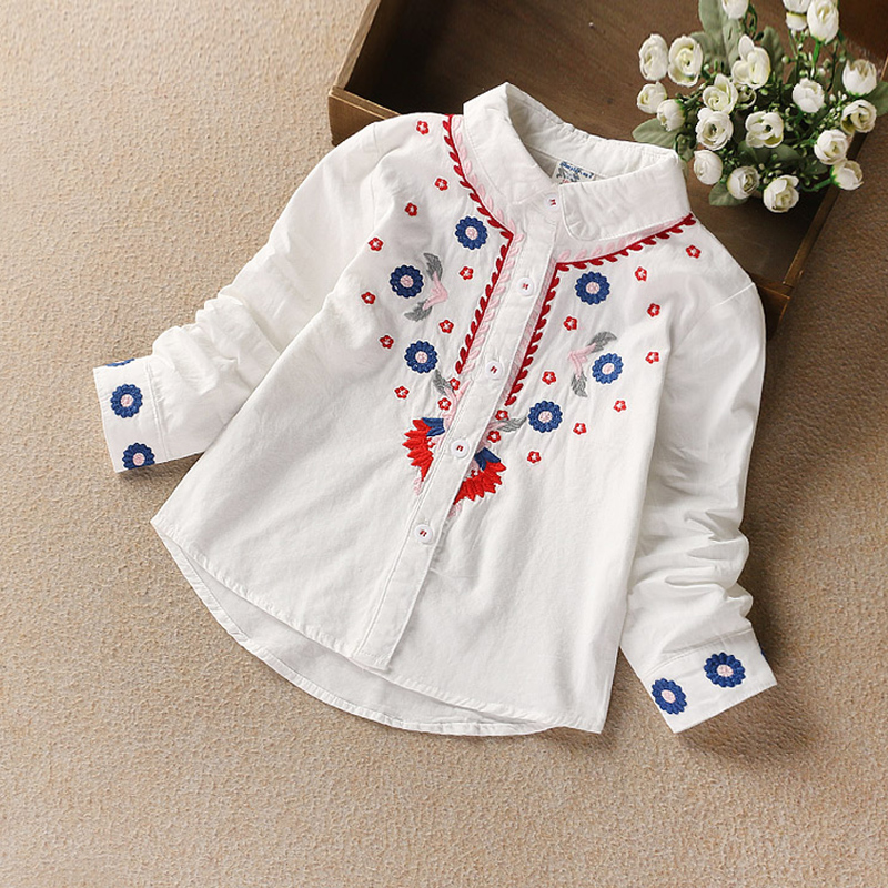 Girls ' shirt long-sleeved 2021 spring and autumn new Korean version of the big child virgin baby Foreign school plus velvet white shirt