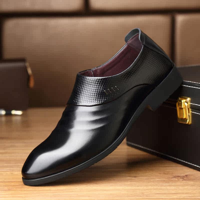 Business formal wear casual men's leather shoes breathable leather toe shoes work work low shoes comfortable trendy