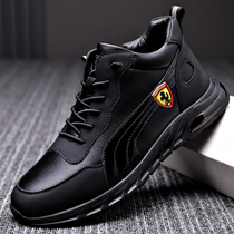 Winter plush leather sports leisure high-height shoes warm youth hundred pairs of mens shoes new round-headed cotton shoes anti-slip